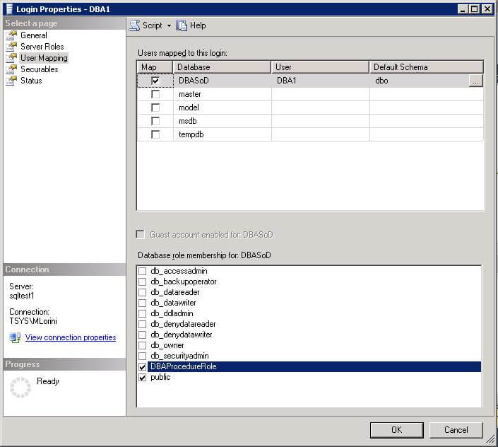 to test, create a sql server user that is not a sysadmin