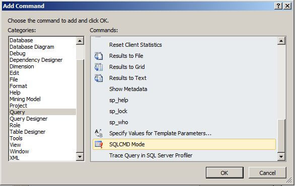 select sqlcmd mode and click ok