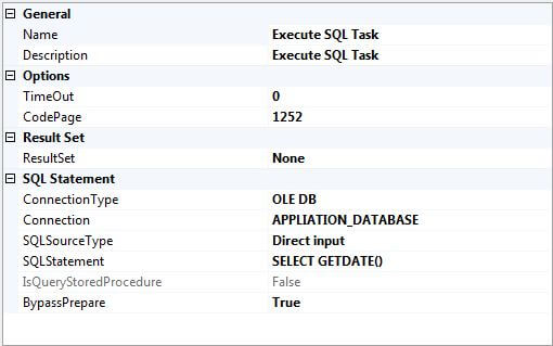add an execute sql task and configure it