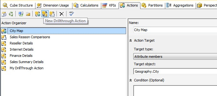SSAS actions tab
