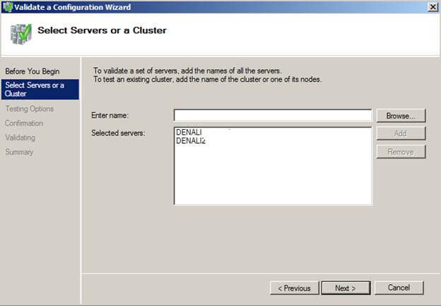 cluster configuration wizard