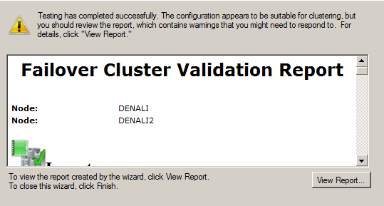 cluster validation report