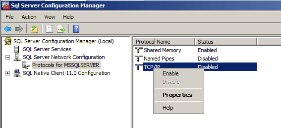 sql configuration manager
