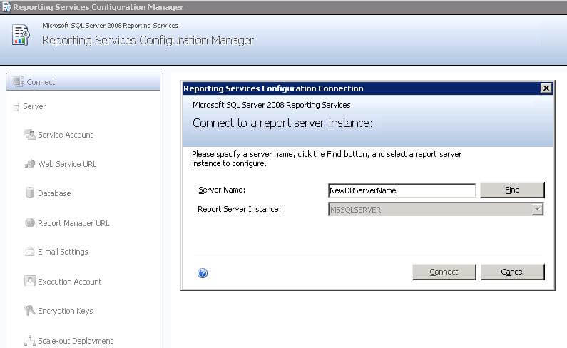 reporting services configuration manager