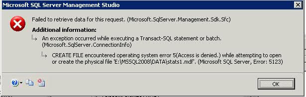 sql server attach database error 5123