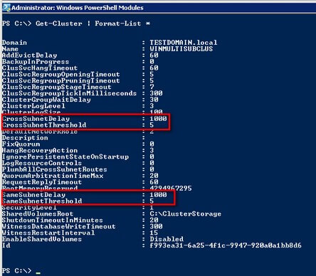 PowerShell code and output for the delay and threshold