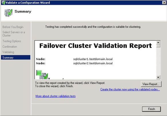 Failover Cluster Validation Report