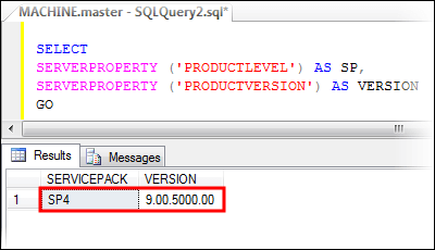 Get SQL Server version using SERVERPROPERTY system function