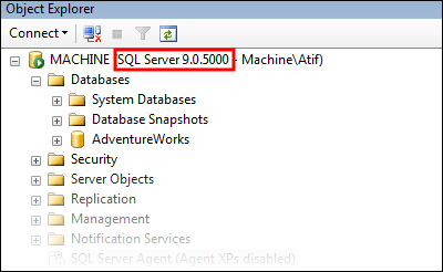 Get SQLServer Version by using SSMS Object Explorer