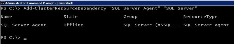 powershell Add the SQL Server resource as a dependency for the SQL Server Agent resource you just created