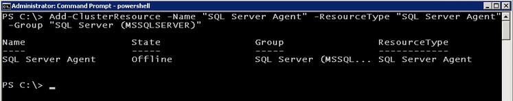 powershell dd the SQL Server Agent resource to the SQL Server Cluster Resource Group