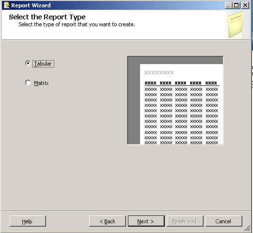 Select the Report Type