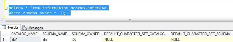 sql query to get a list of schemas owned by a user