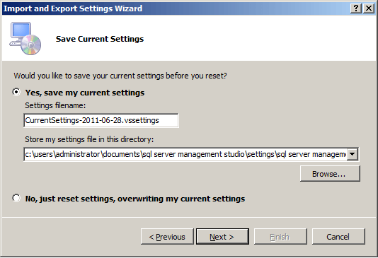 save current keyboard settings for sql server
