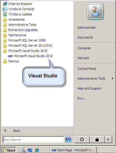 Start the Visual Studio