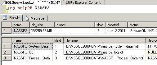 Check db file location after file location