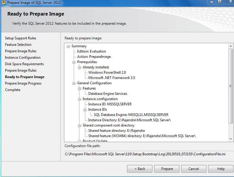 Click "Prepare" to Prepare Sysprep Image. 