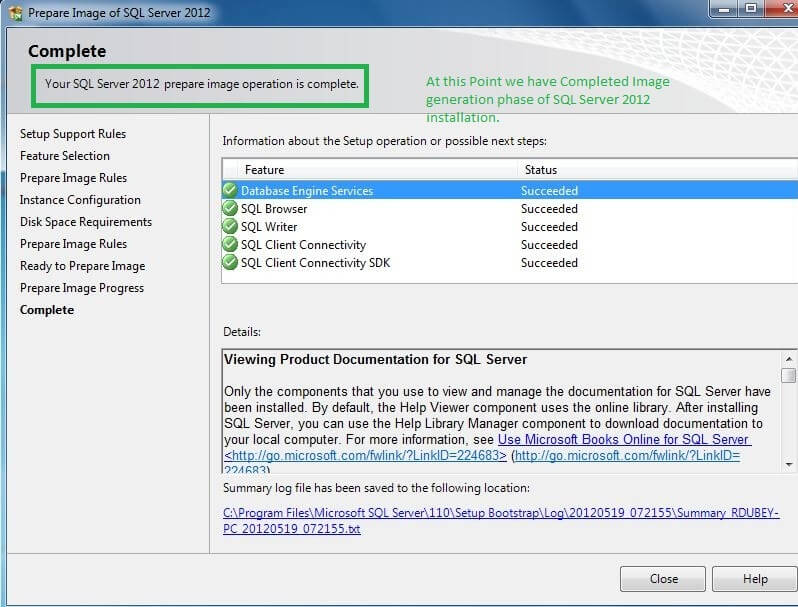 At this Point we have prepared the Sysprep image for the installation of sql server 2012. 