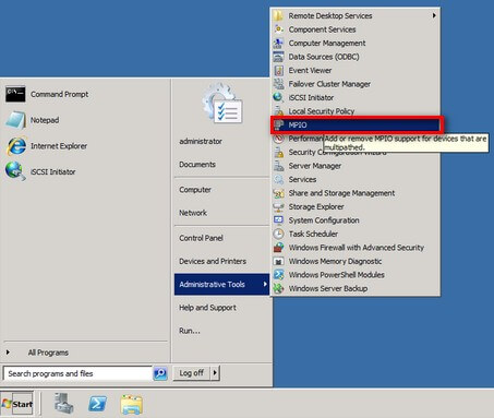 open the Administrative Tools and select MPIO
