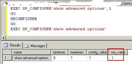 Enable all advanced options in sp_configure