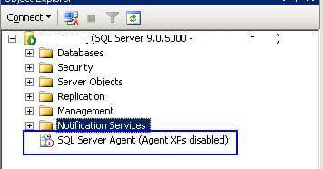 SQL Agent was stopped with Agent XPs disabled