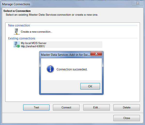 Verify if the existing connection information can be used to connect to MDS Server