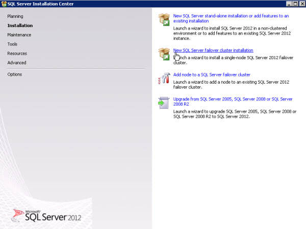 SQL Server Installation Center - Installation Screen