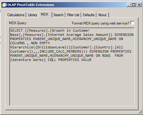 You can see the MDX Query and verify the query generated.