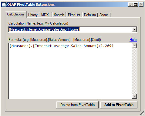 And create a Calculation with the OLAP PivotTable Extension