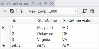 right clicking on the table in the SQL Server Object Explorer and selecting View Data from the context menu.