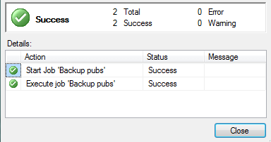 Successful Backup Message from SQL Server Agent