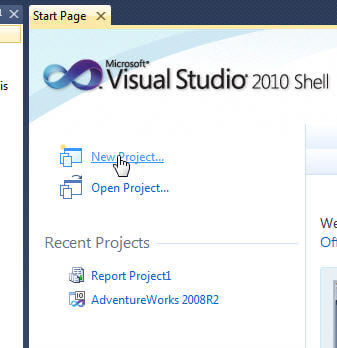 Start a new project in Visual Studio 2010 Shell - SQL Server Data Tools