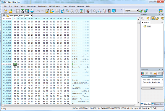 take a look at the hex editor at physical offset 132000 to try and explain the difference