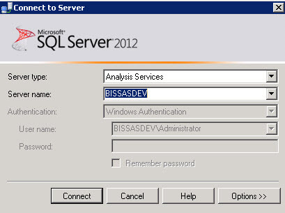the Analysis Services Server