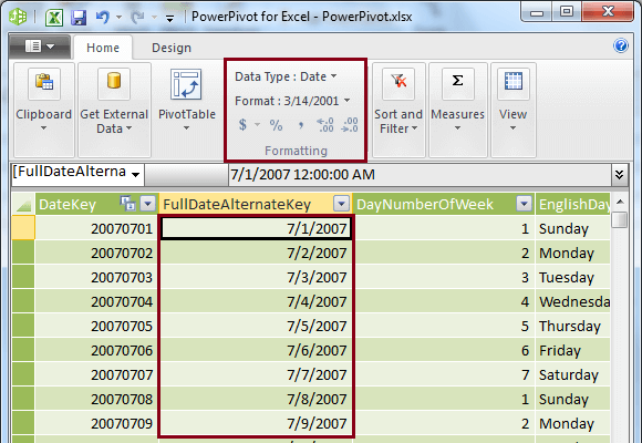 FullDateAlternateKey column with Date data without Time part