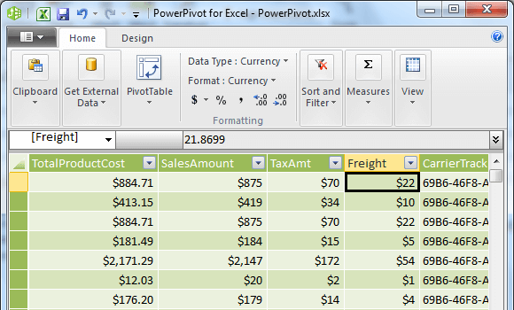 Setting the decimal places for SalesAmount, TaxAmt, and Freight columns