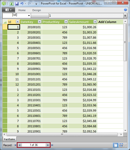 Data combined from 3 different sources in Single PowerPivot Table