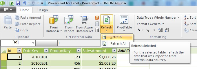 Refresh the data in the PowerPivot Table