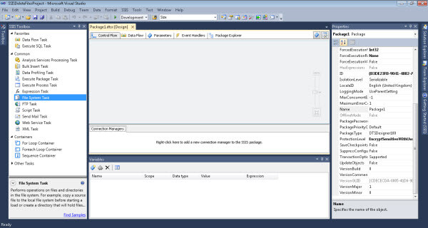 using the following SSIS toolbox components