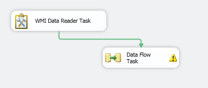 Go back to Control Flow and connect the WMI Data Reader task to the Data Flow task using a precedence constraint