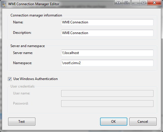 open the WMI Connection Manager Editor