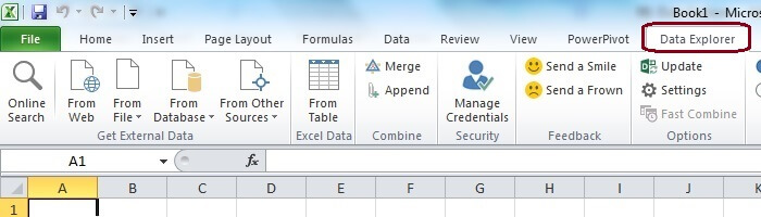 Newly added Data Explorer Tab in Excel Ribbon