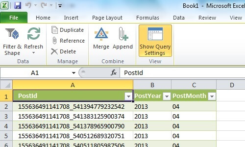 Required data loaded into Excel Sheet
