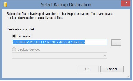 Next click on "Add..." and browse out to a path you know has room for your backup