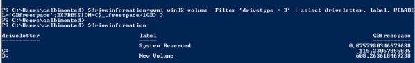 powershell disk space