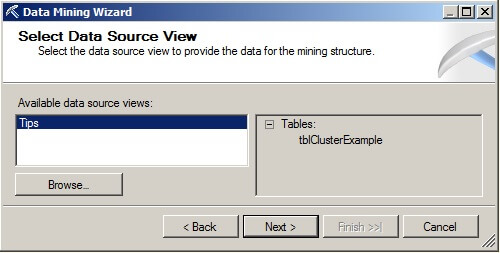 choose "Tips" from the Available data source views