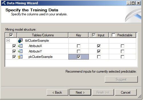 the Specify the Training Data page