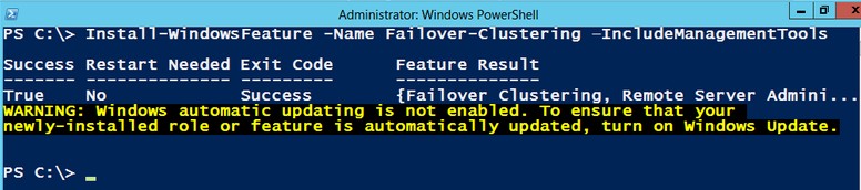 Installing the Windows Failover Clustering Feature