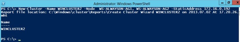 Creating the Windows Server Failover Cluster