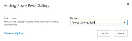 specify the name for the PowerPivot Gallery